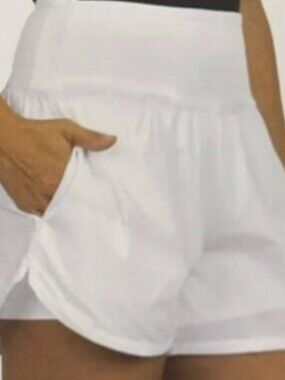 Women's White Athletic Shorts with Pockets